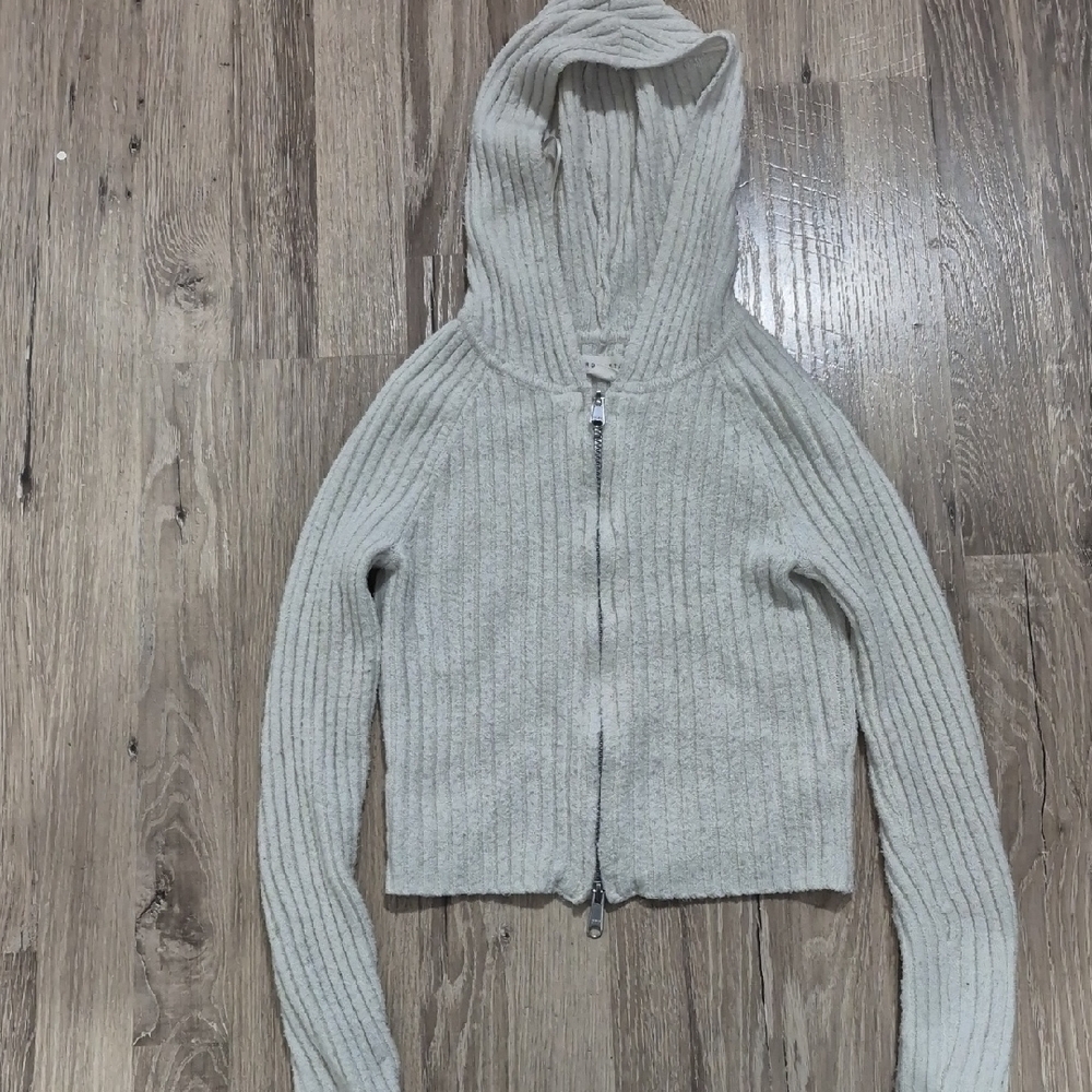 Aeropostale Cream Ribbed Knit Cardigan